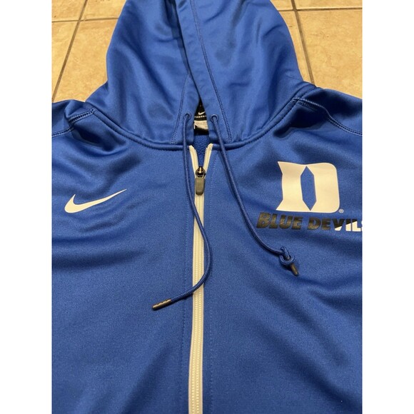 Duke Blue Devils Hoodie Mens XXL Nike Blue Full Zip Hooded Basketball Therma Fit - Picture 2 of 7